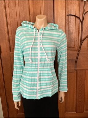 tek gear aqua Green & White Striped Zip Hoodie